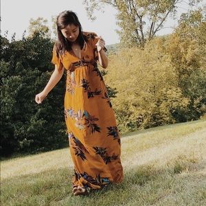 Burnt Orange Maxi Floral Dress